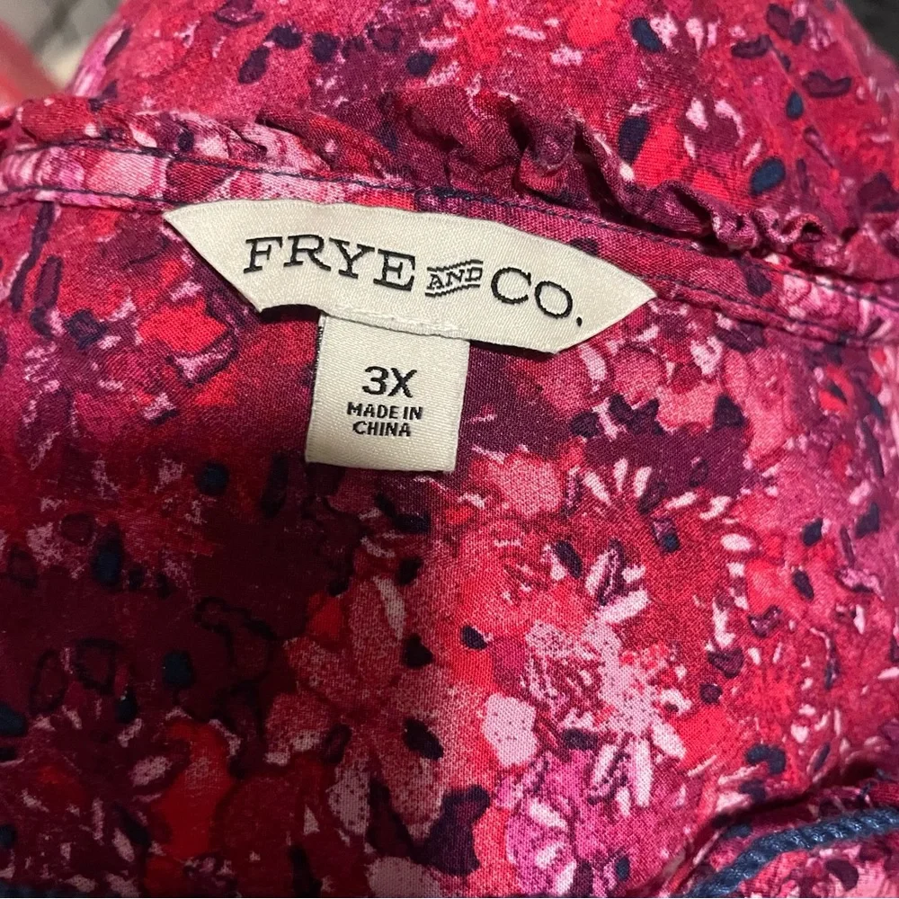 Frye and Co. Long Sleeve Peasant Canyon Cranberry Pink Blue Maxi Dress, Size 3x - Picture 6 of 6